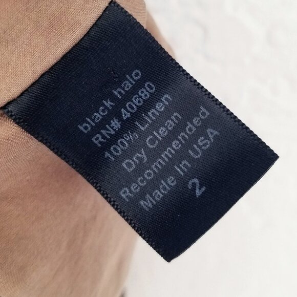 Black Halo 100% Linen Bustier Sweetheart Pleated Front Mini Dress Size 2 No Belt - Picture 6 of 15